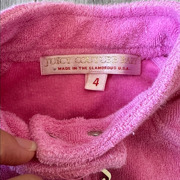 Vintage Y2K Juicy Couture Full Zip Sweatshirt Baby Girl 4T Veluor Sweatsuit - Picture 3 of 5